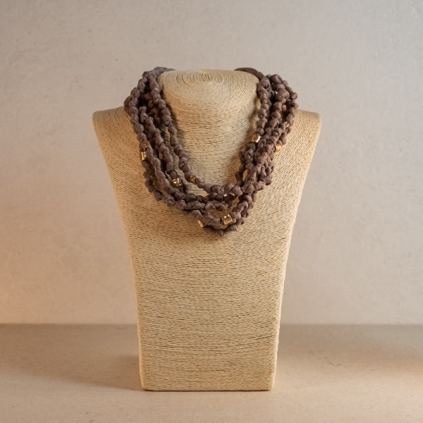 Gargantilla Nudo 7 Tiras Tela Taupe | Beltop Brand