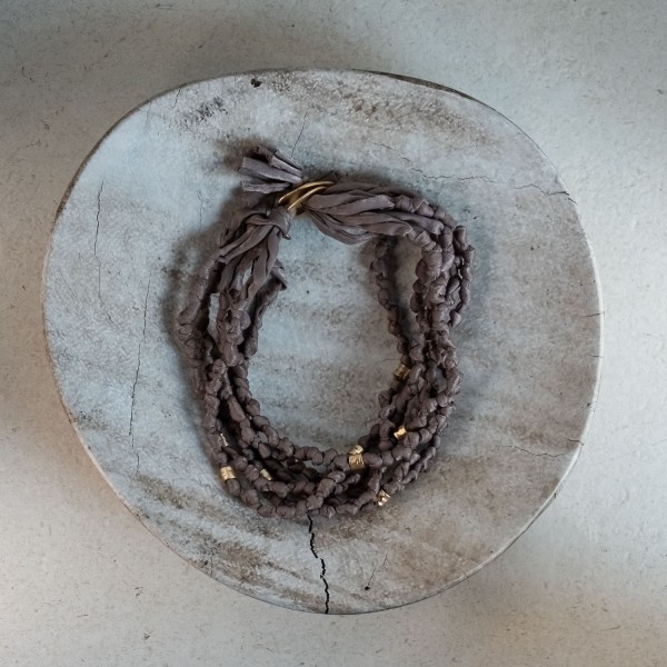 Gargantilla Nudo 7 Tiras Tela Taupe | Beltop Brand