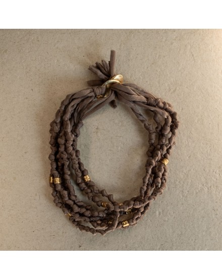 Gargantilla Nudo 7 Tiras Tela Taupe | Beltop Brand