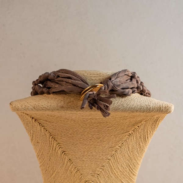 Gargantilla Nudo 7 Tiras Tela Taupe | Beltop Brand