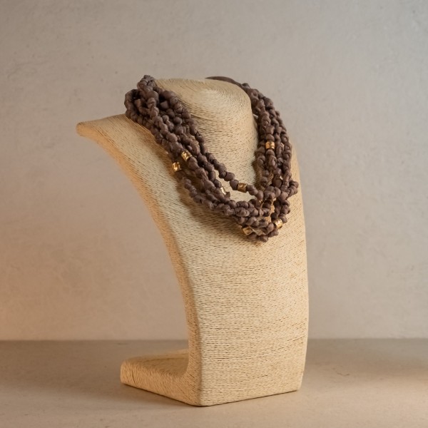 Gargantilla Nudo 7 Tiras Tela Taupe | Beltop Brand