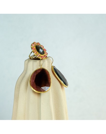 Pendiente y Anillo Burdeos-Nude | Beltop Brand 2