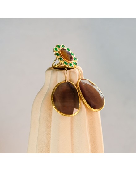 Pendiente y Anillo Marrón-Verde | Beltop Brand 2