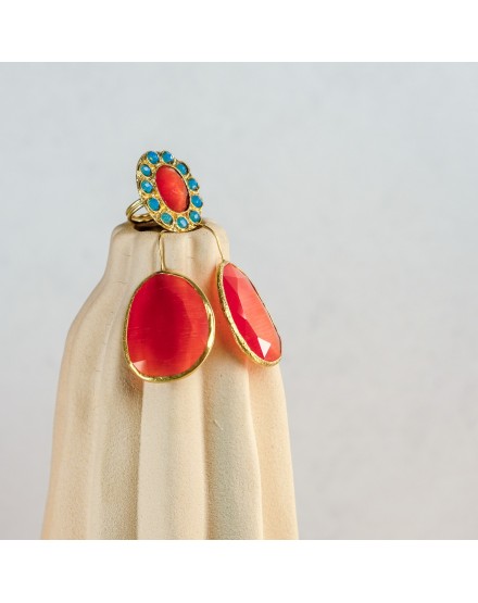 Pendiente y Anillo Ámbar-Turquesa | Beltop Brand 2