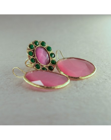 Pendiente y Anillo Rosa-Verde | Beltop Brand