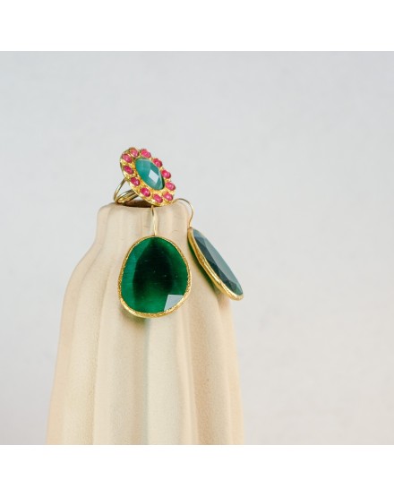 Pendiente y Anillo Verde-Rosa | Beltop Brand 2