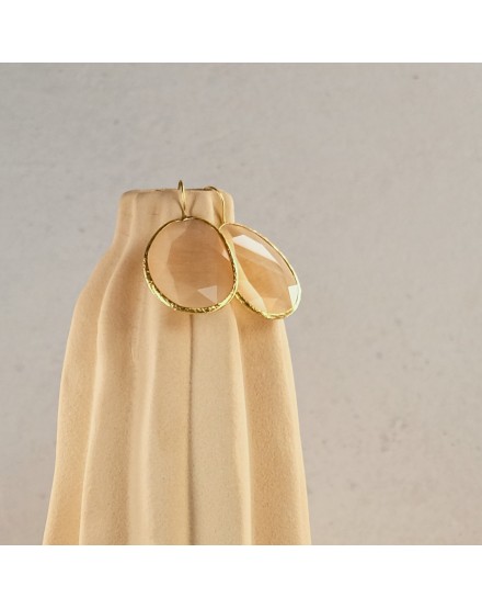 Pendientes  Dorados Piedra Champagne 2