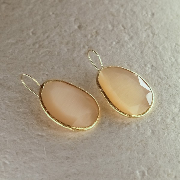Pendientes  Dorados Piedra Champagne