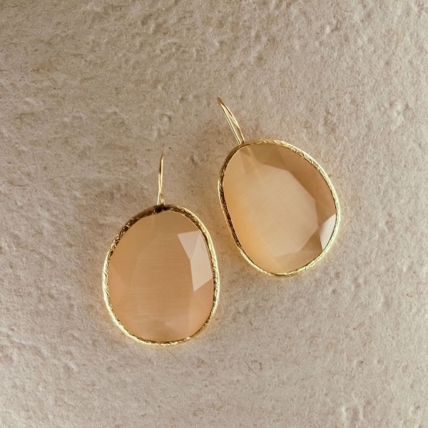 Pendientes  Dorados Piedra Champagne Pendientes  Dorados Piedra Champagne