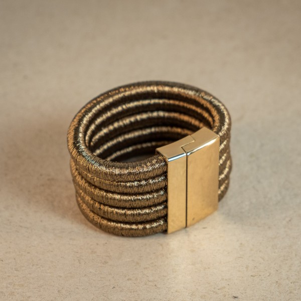 Pulsera Metálica 5 Filas Dorado+Plateado | Beltop Brand