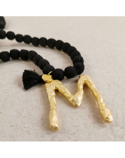 Collar de bolas negro personalizable con tu inicial | Beltop Brand