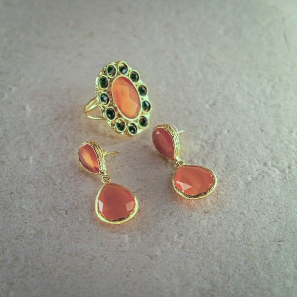 Pack pendientes lágrima y anillo piedra | Beltop