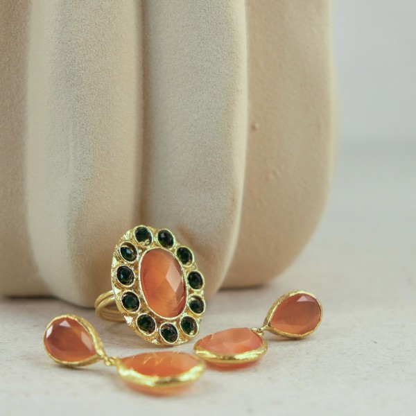 Pack pendientes lágrima y anillo piedra | Beltop