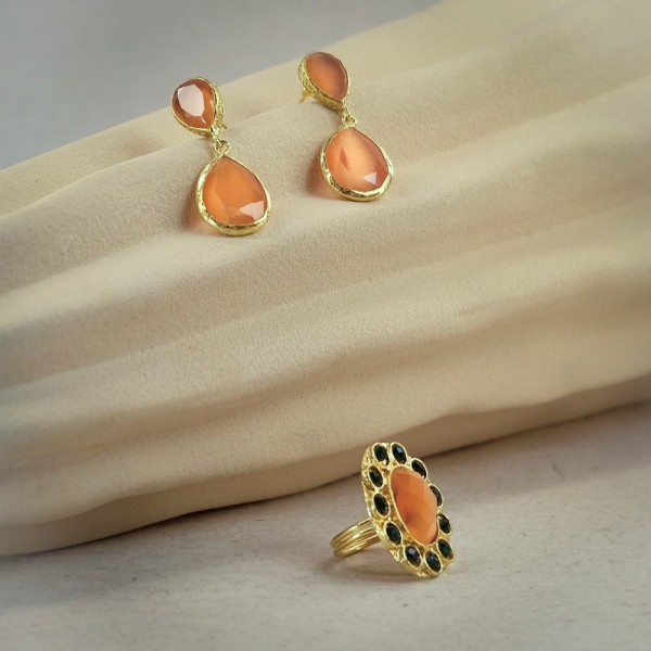 Pack pendientes lágrima y anillo piedra | Beltop