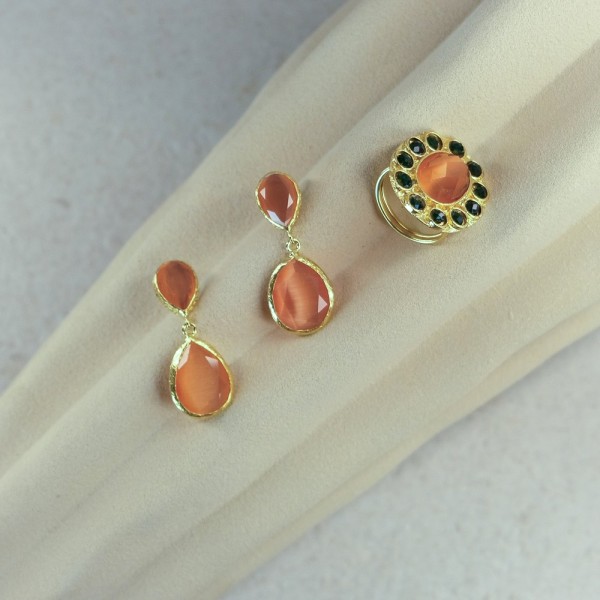 Pack pendientes lágrima y anillo piedra | Beltop