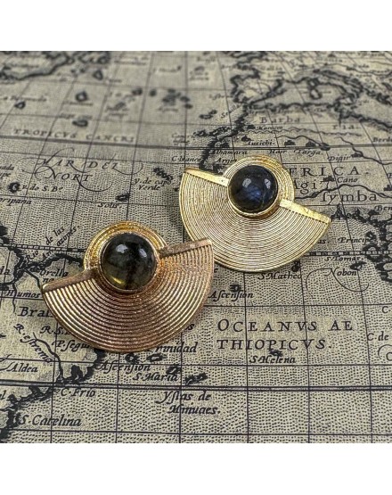 Pendientes dorado mate semicírculo | Beltop 2
