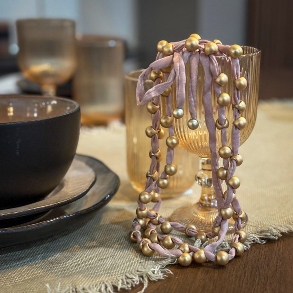 Collar largo tejido rosa palo | Beltop