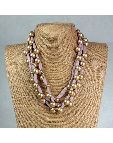 Collar largo tejido rosa palo | Beltop