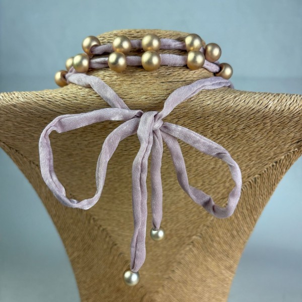 Collar largo tejido rosa palo | Beltop