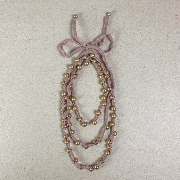 Collar largo tejido rosa palo | Beltop