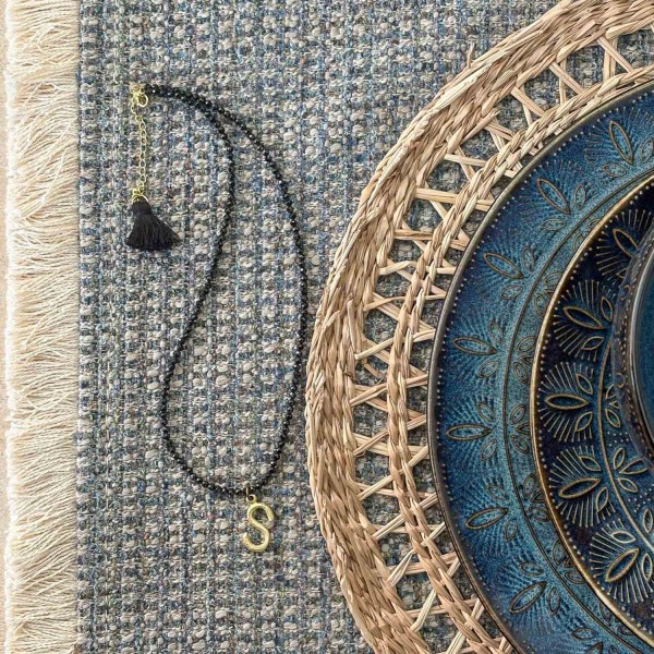 Gargantilla piedra negra con inicial | Beltop