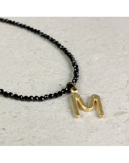 Gargantilla piedra negra con inicial | Beltop