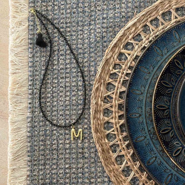 Gargantilla piedra negra con inicial | Beltop