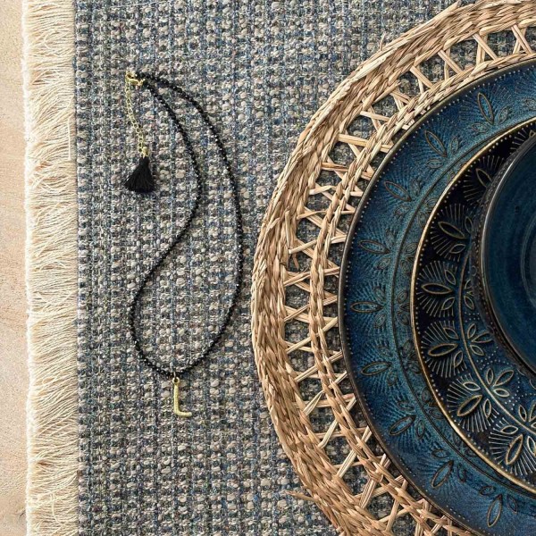 Gargantilla piedra negra con inicial | Beltop