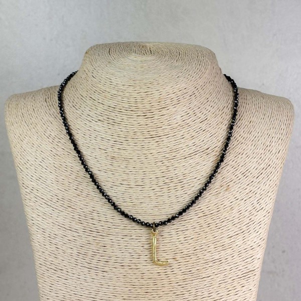 Gargantilla piedra negra con inicial | Beltop