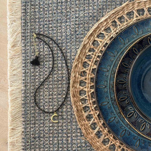 Gargantilla piedra negra con inicial | Beltop