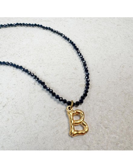Gargantilla piedra negra con inicial | Beltop