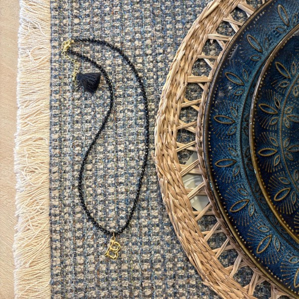 Gargantilla piedra negra con inicial | Beltop