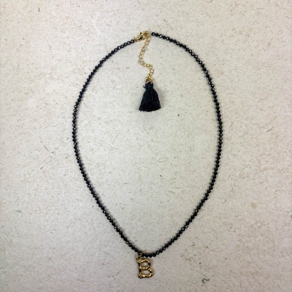 Gargantilla piedra negra con inicial | Beltop