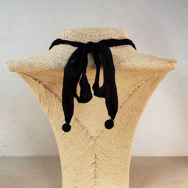 Gargantilla tres vueltas bolas revestidas negro - Moneda